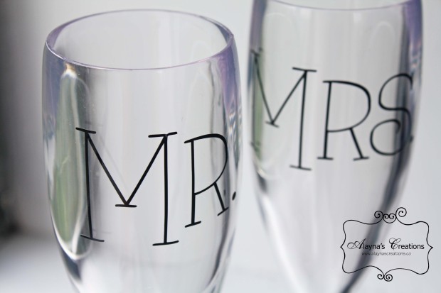 Personalized Wine Glasses for the Bride and Groom Gift Idea