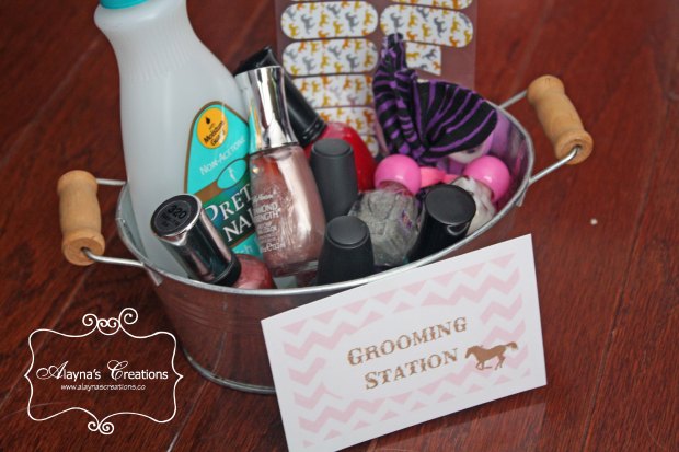 Horse Party Grooming Station Manicure Pedicure activity for cowgirl slumber party
