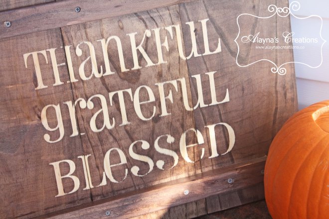 Thankful Grateful Blessed Wooden Front Porch Sign for Thanksgiving Decorations