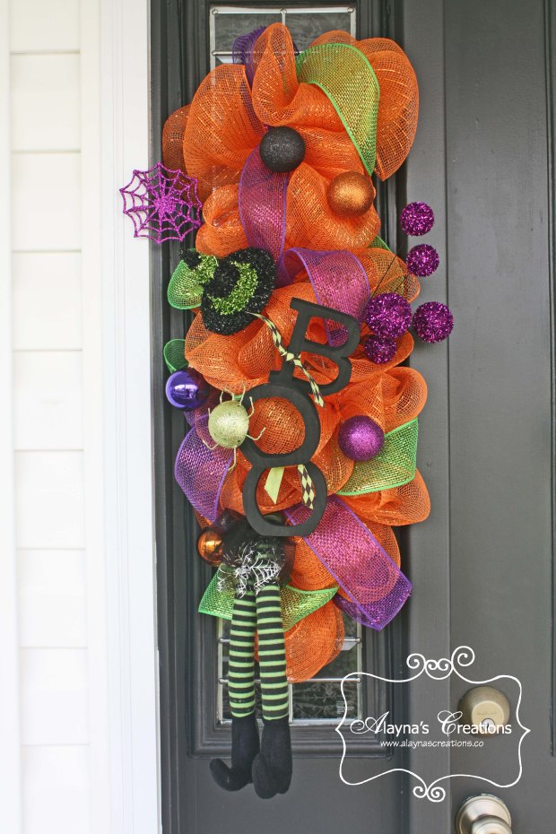 Halloween Swag for Front Door Boo with Witch feet